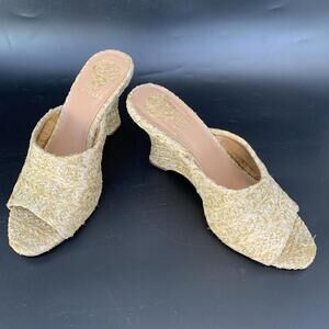 NEW Vince Camuto Women's Vilty Wedge Sandal US 8 Straw Beige